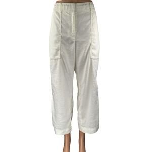 Club Monaco Women's White Linen High Waisted Wide Leg Palazzo Trousers Pants 34